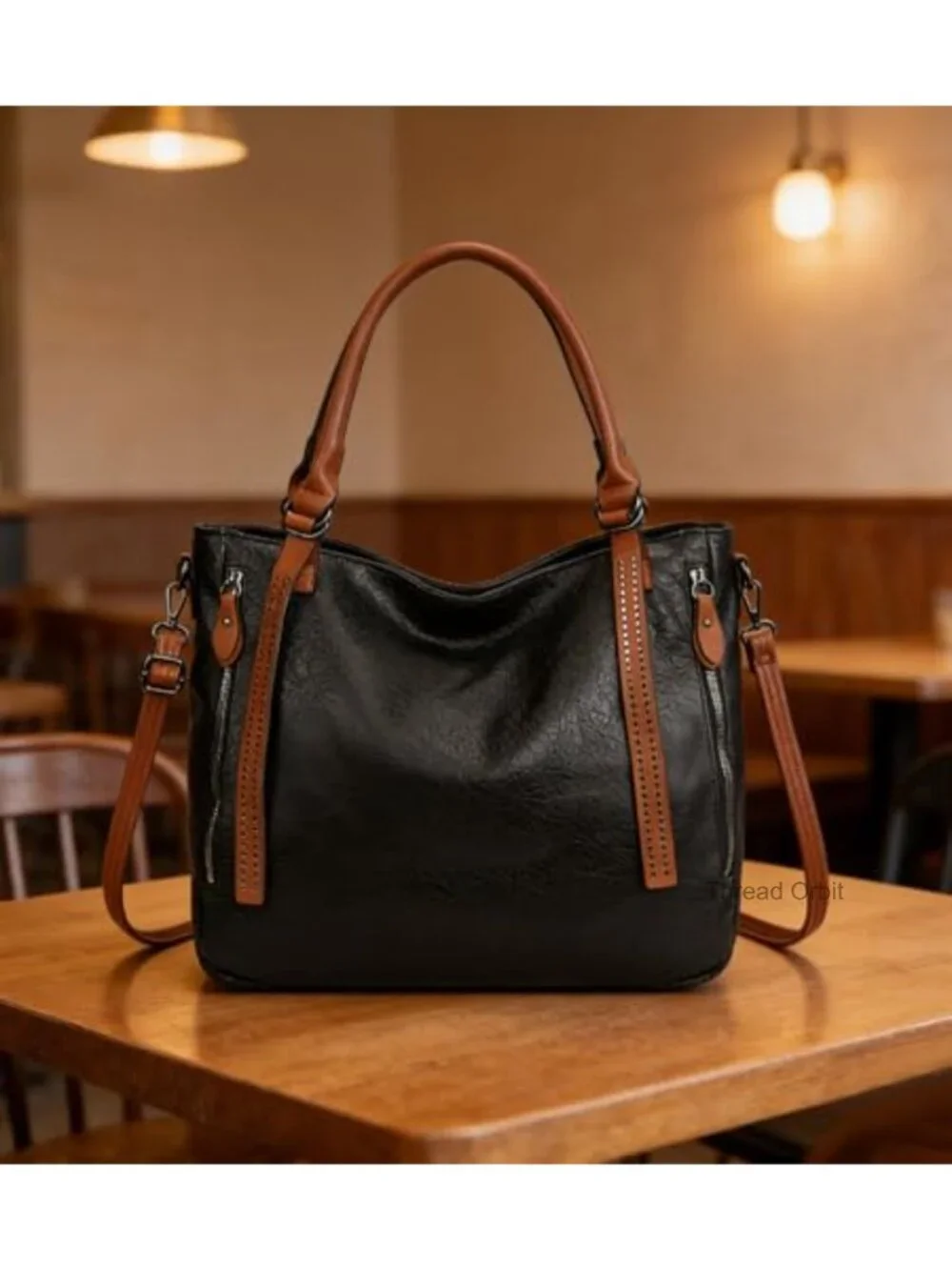 Vintage Slouchy Tote Bag Large Vegan Leather Hobo Shoulder Bag with Adjustable